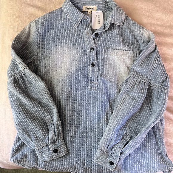 Reap the Sew Boutique Denim Blouse - Picture 1 of 5